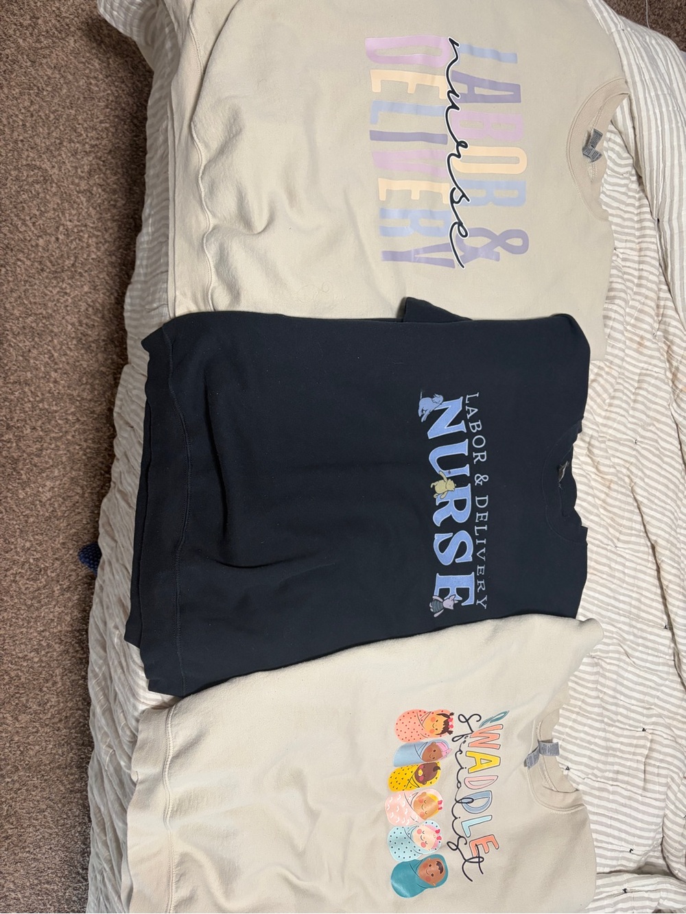 Labor & Delivery Nurse Sweatshirt Trio - Cream, Black, Pastel